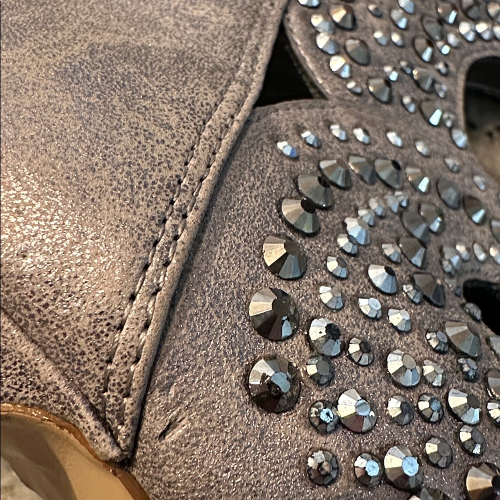 Gianni Bini Merilee silver metallic rhinestone stiletto heel open-toe shooties - Picture 8 of 8